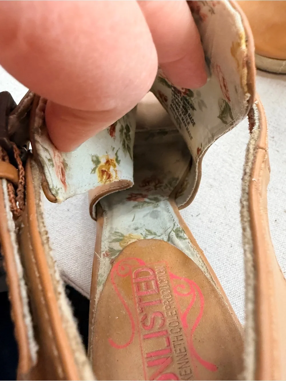 Unlisted Wedge Peep-Toe Ankle Strap Sandal in Tan